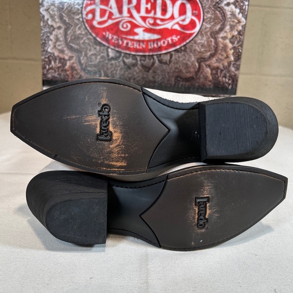 Laredo Western Boots White & Green Distressed Snip Toe Block Heel - Picture 8 of 9